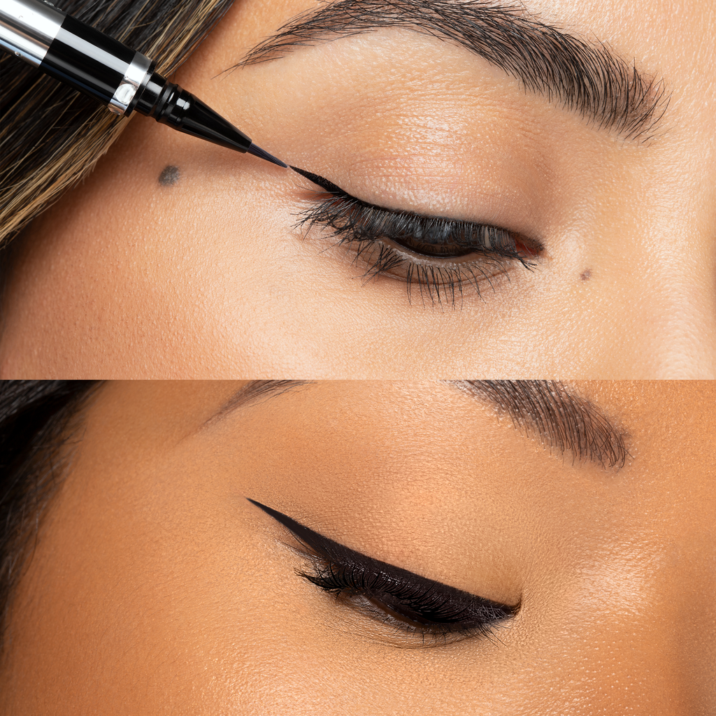 1712803 Eye Booster Super Slim Liquid Eyeliner | model closeup of liner on eye