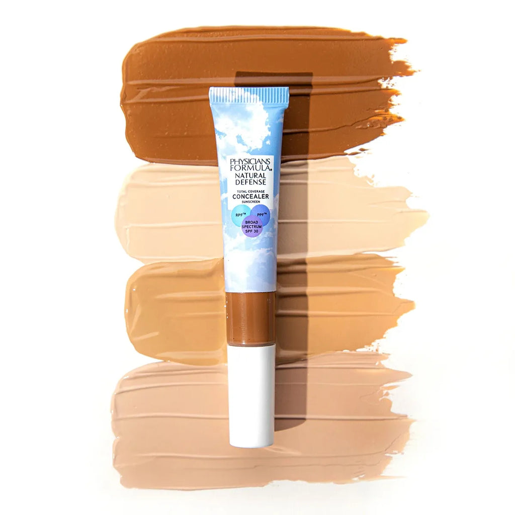 Physicians Formula Natural Defense Total Coverage Concealer with swatches in various skin tones