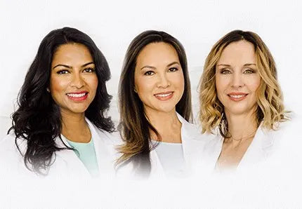 Three doctors representing physician-approved beauty products