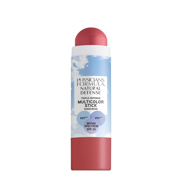 Natural Defense Triple Defense Multicolor Stick SPF 20 Open Product View in shade Natural Rose on white background