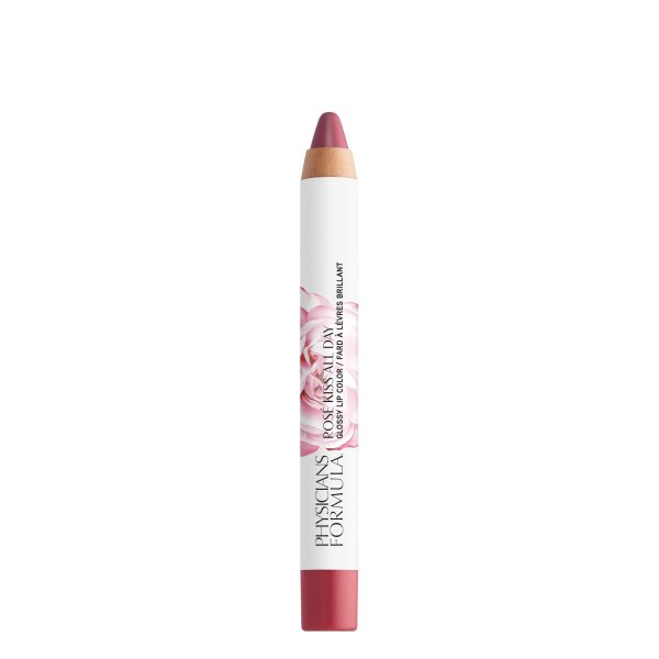 Rose Kiss All Day Glossy Lip Color Open Product View in shade Blushing Mauve on white background
