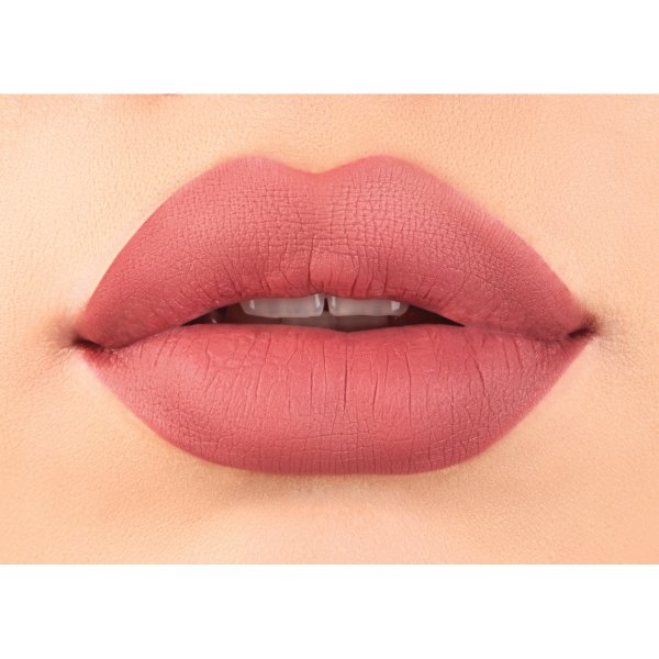 Rose Kiss All Day Velvet Lip Color Model, closeup of lips in shade I Do