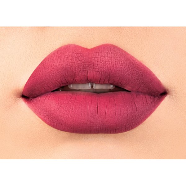 Rose Kiss All Day Velvet Lip Color Model, closeup of lips in shade Call Me, Baby