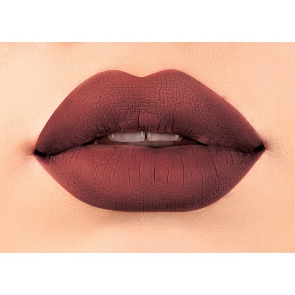 Rose Kiss All Day Velvet Lip Color Model, closeup of lips in shade Wine & Dine