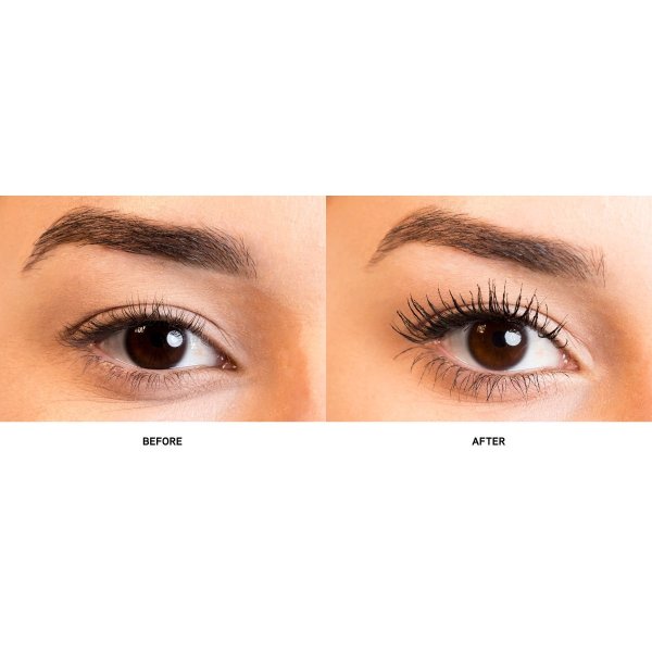 Rosé All Day Mascara Model, Before & After, closeup of mascara on lashes
