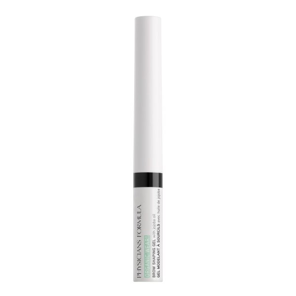 Organic Wear Brow Gel - Soft Black - Product front facing with cap applicator off to show brush on a white background