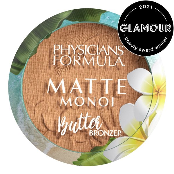 Matte Monoi Butter Bronzer Front View with Glamour Magazine Award in shade Matte Bronzer on white background