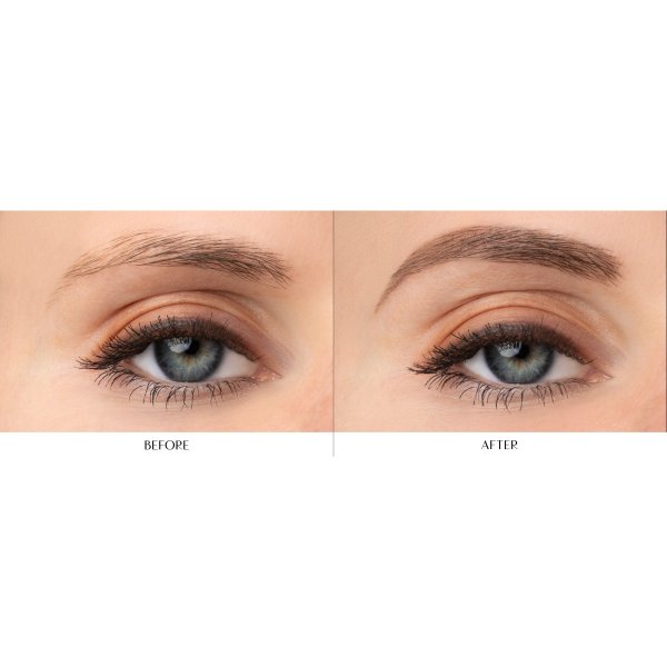 Eye Booster Slim Brow Pencil Model Before & After closeup of eyes in shade Medium Brown
