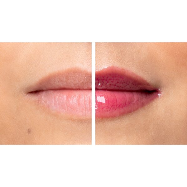 Mineral Wear® Diamond Plumper Model, Before & After of gloss on lips in shade Brilliant Berry Diamond