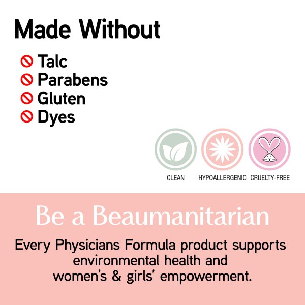 1712789 Butter Brazilian Brow Lift Brow Gel | informational graphic | image text: Made Without - Talc, Parabens, Gluten, Dyes Product Badges Listed: Clean, Hypoallergenic, Cruelty Free Be a Beaumanitarian Every Physician Formula product supports environmental health and women's and girls' empowerment