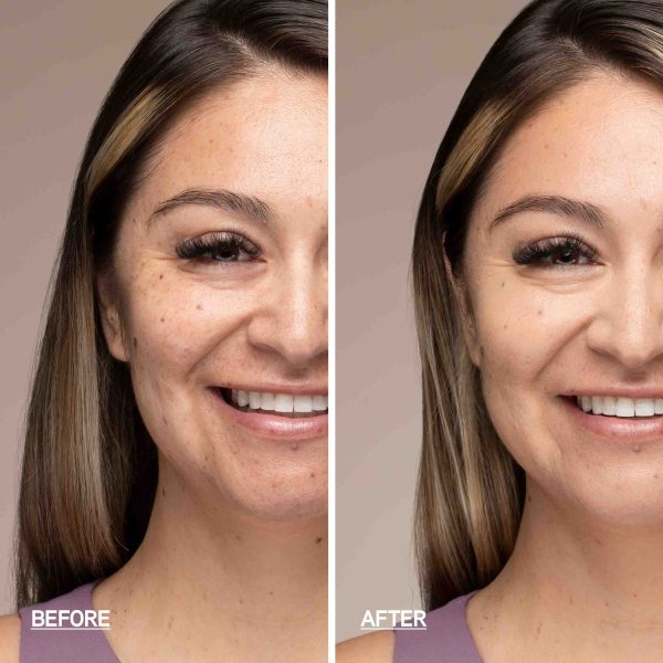 1712794, 1712793, 1712792 Butter Glow Concealer | Before & After closeup of model's face wearing the concealer