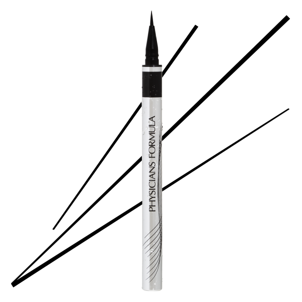 1712803 Eye Booster Super Slim Liquid Eyeliner | open product view on graphic liner & white background