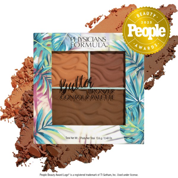 1712857 Butter Bronzer Contour Palette Award | front product view with swatch and award seal for 2023 People Beauty Awards