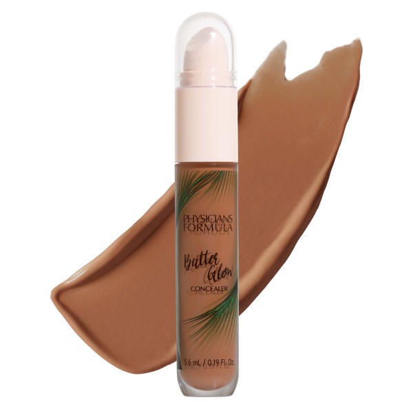 1740871 Butter Glow Concealer | Shade: Deep-to-Rich | front product view with swatch on white background