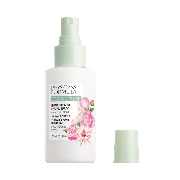Organic Wear Nutrient Mist Facial Spray Open Product View on white background