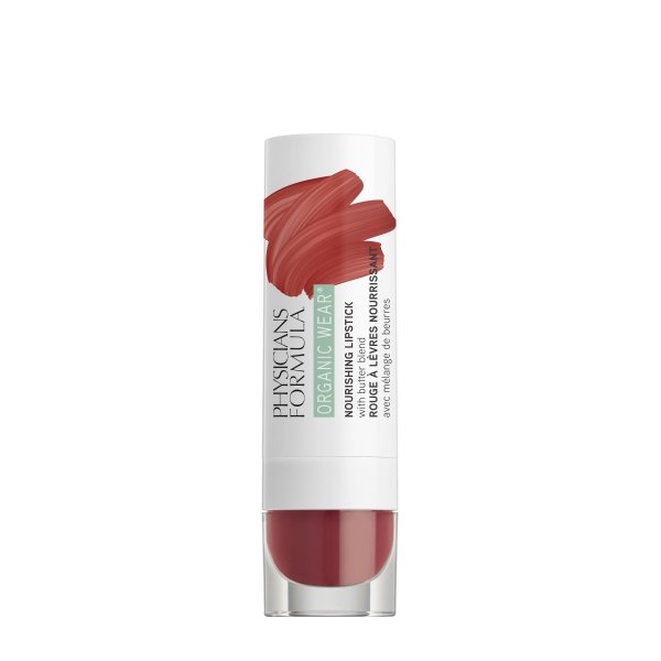 Organic Wear Nourishing Lipstick - Spice - Product front facing with cap off on a white background