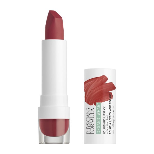 Organic Wear Nourishing Lipstick Open Product View in shade Spice on white background