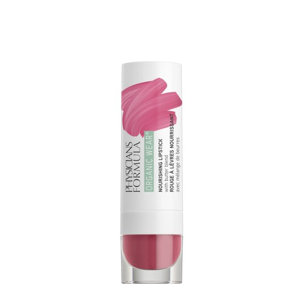 Organic Wear Nourishing Lipstick - Desert Rose - Product front facing with cap off on a white background