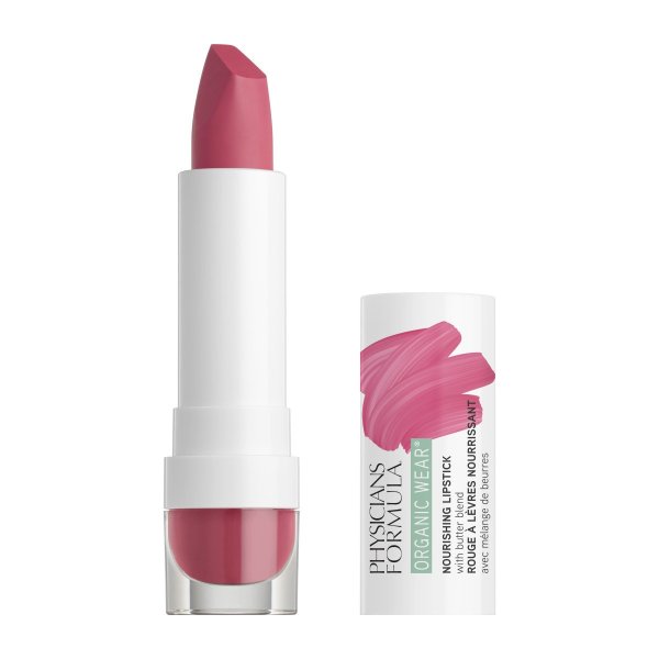 Organic Wear Nourishing Lipstick Open Product View in shade Desert Rose on white background