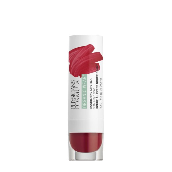 Organic Wear Nourishing Lipstick - Goji Berry - Product front facing with cap off on a white background
