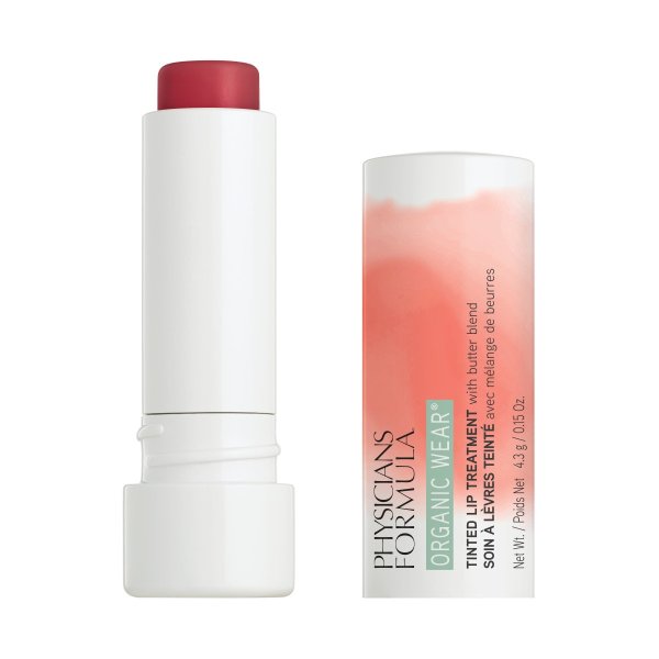 Organic Wear Tinted Lip Treatment Open Product View in shade Love Bite on white background