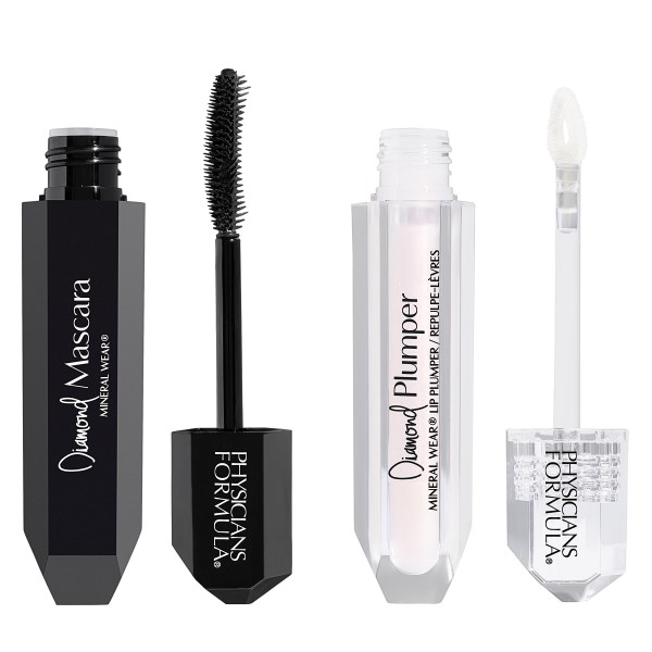 Flawless Diamond Duo Open Product View of Mini Diamond Mascara and Mini Diamond Lip Plumper in Light Pink Princess Cut