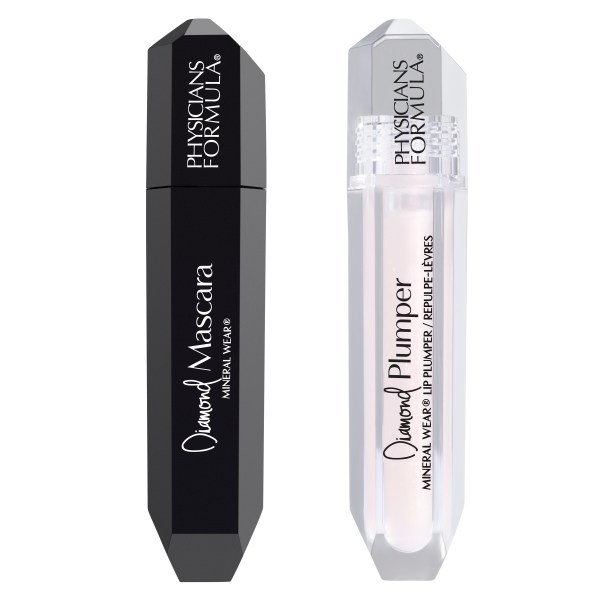 Flawless Diamond Duo Front View of Mini Diamond Mascara and Mini Diamond lip Plumper in Light Pink Princess Cut