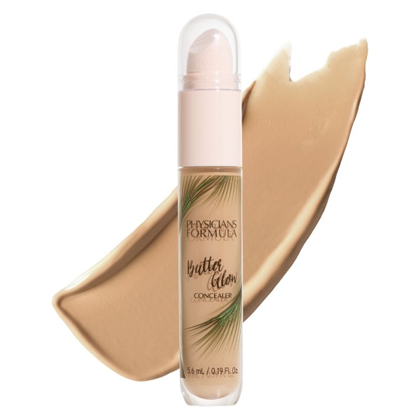1712794 Butter Glow Concealer | front product view with swatch in shade Medium-to-Tan on white background